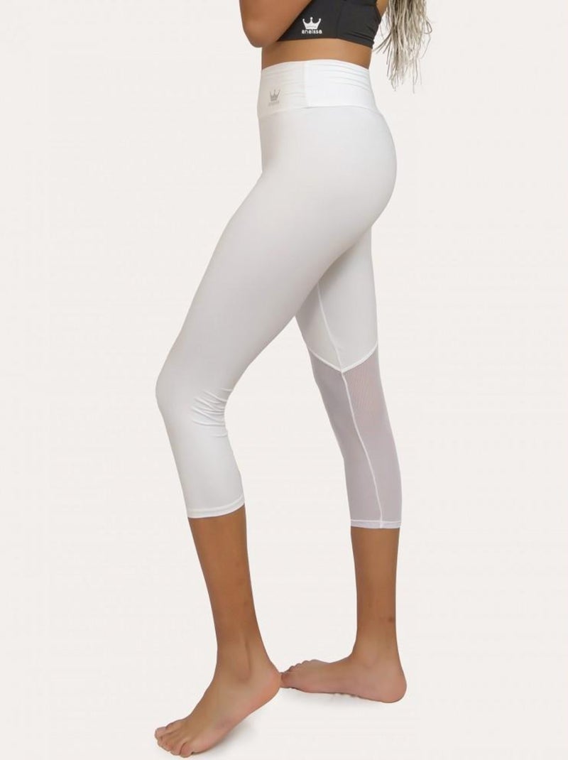 Legging Femme Fitness Taille haute, Sol Blanc - Kiabi