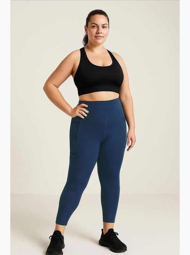 Legging femme taille haute avec poche tommy Bleu marine - Kiabi