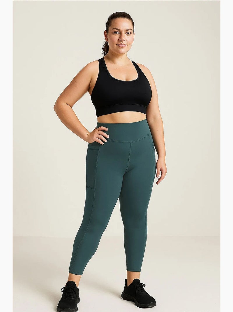 Legging femme taille haute avec poche tommy Vert foncé - Kiabi