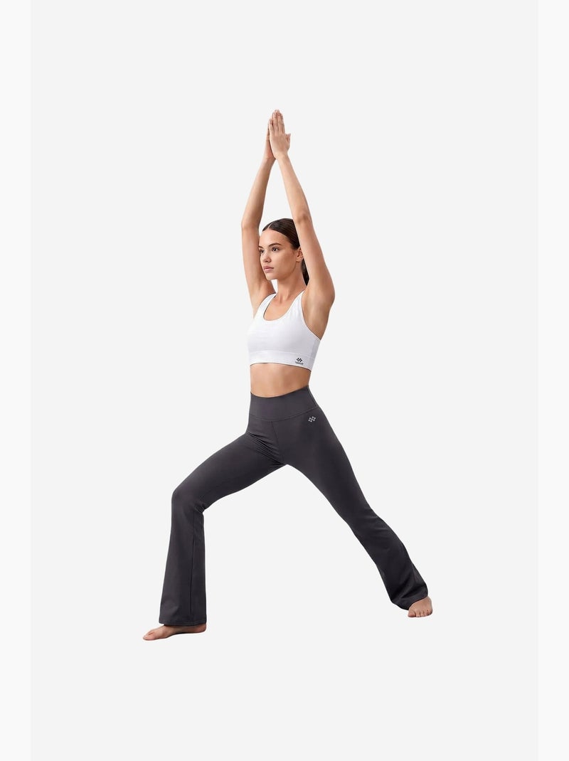 Legging femme taille haute évasé tommy Gris Noir - Kiabi