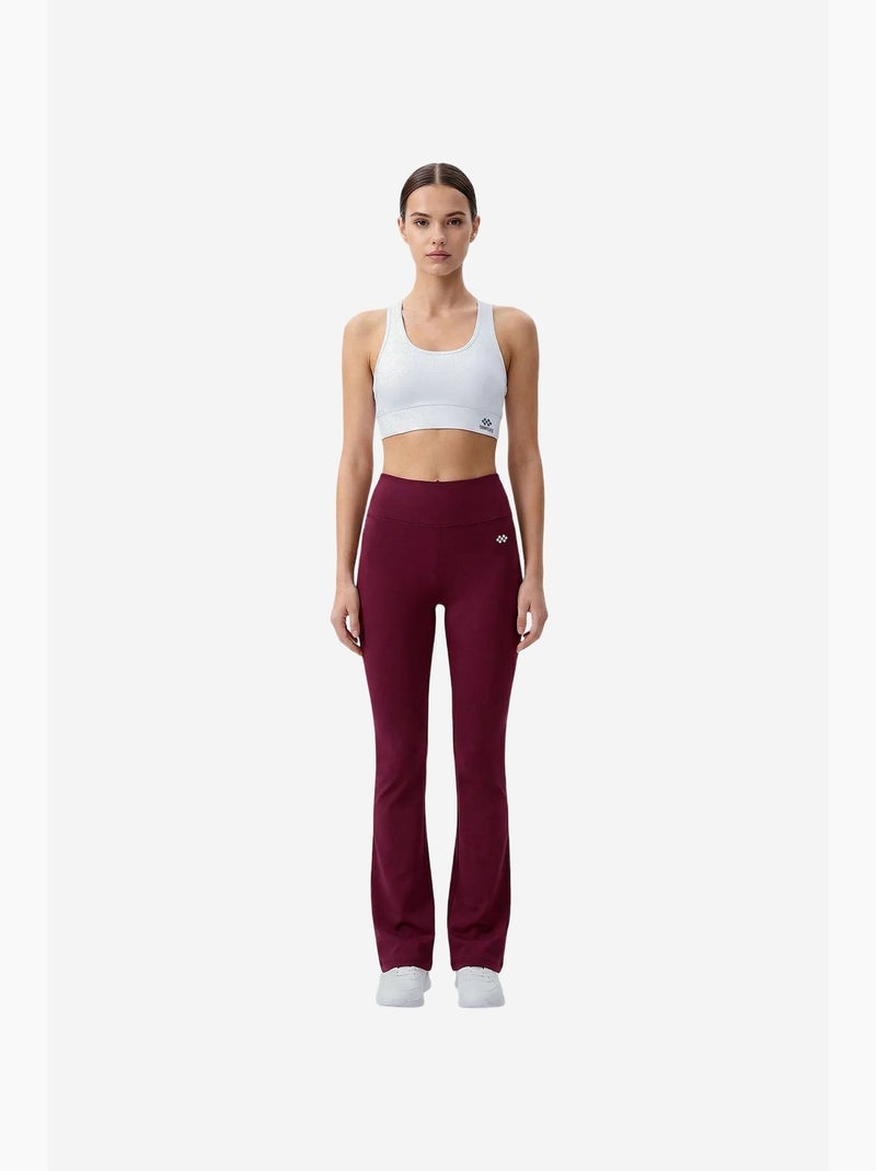 Legging femme taille haute évasé tommy Rouge bordeaux - Kiabi