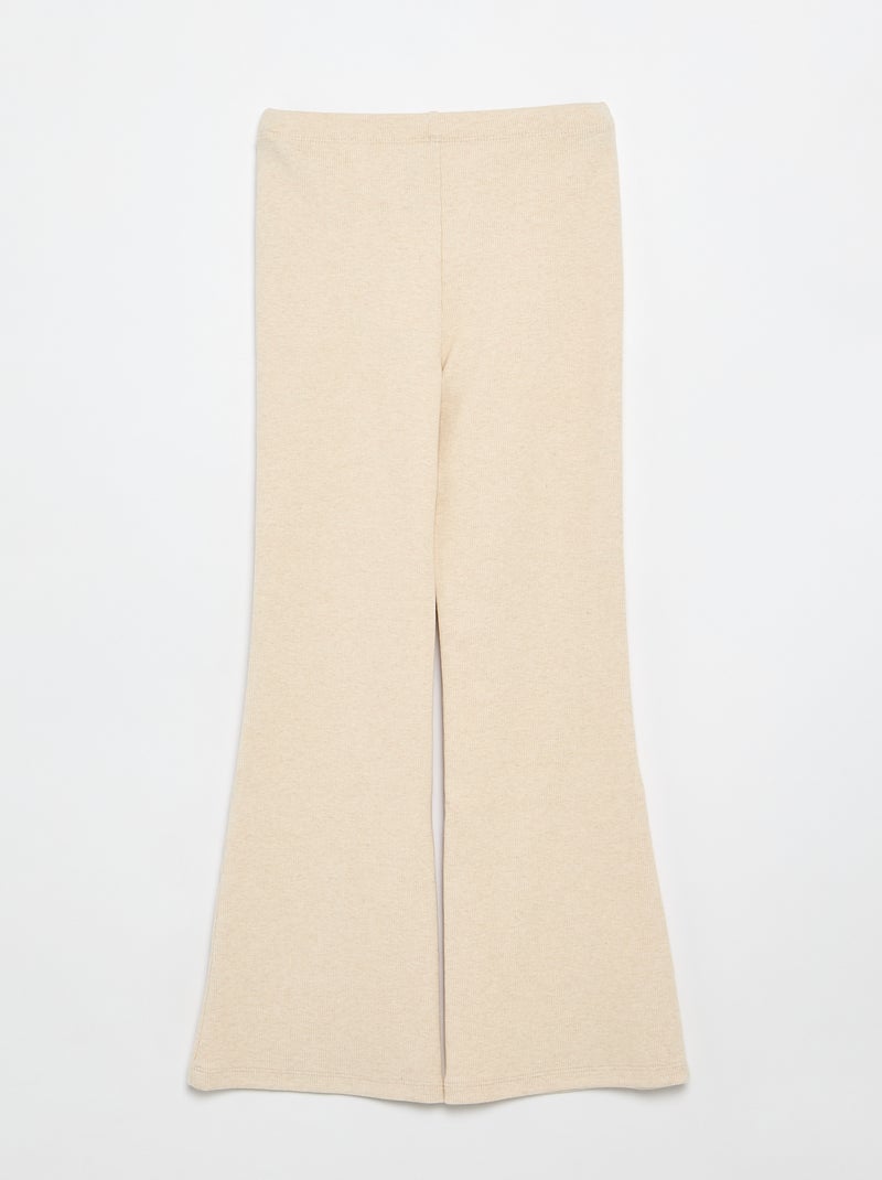 Legging flare en maille côtelée Beige - Kiabi
