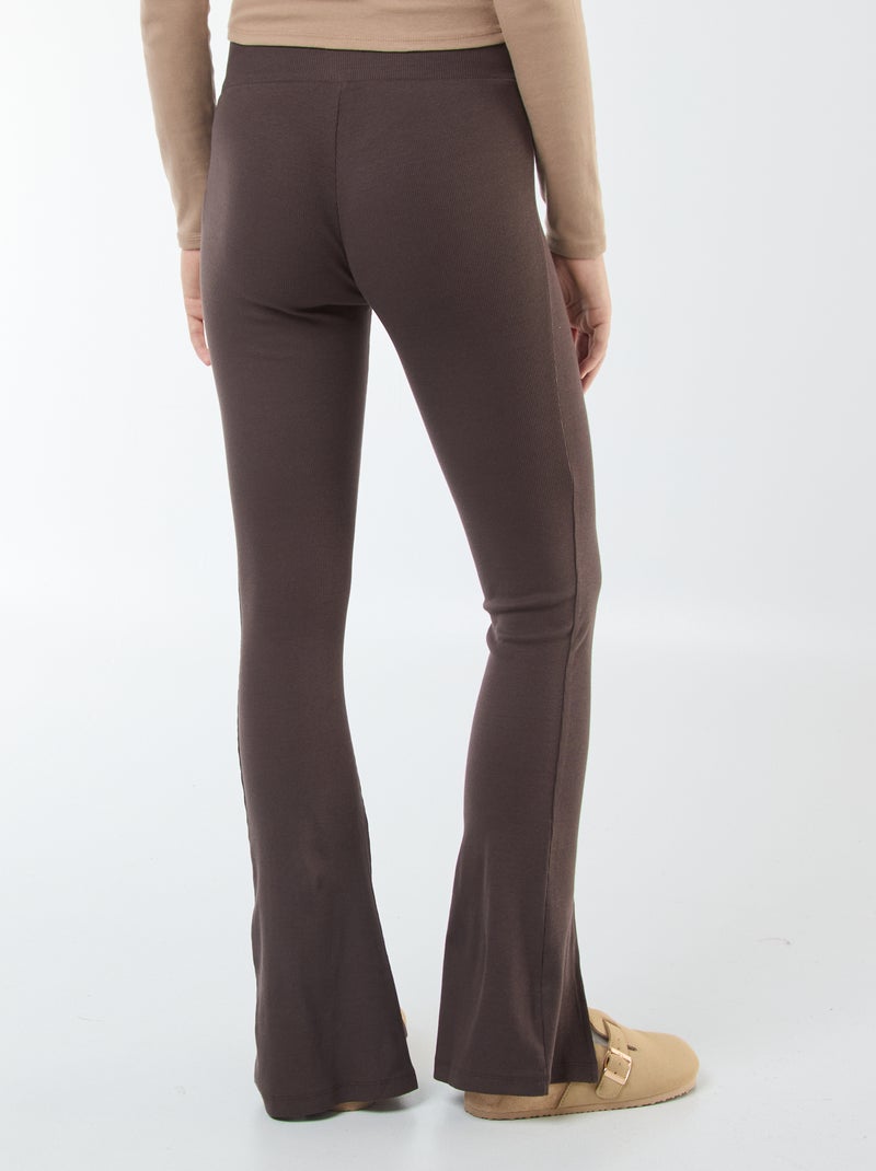 Legging flare en rib Marron - Kiabi