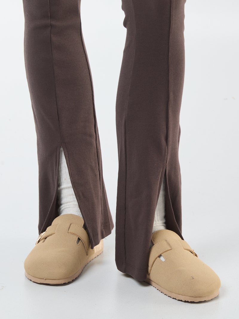 Legging flare en rib Marron - Kiabi