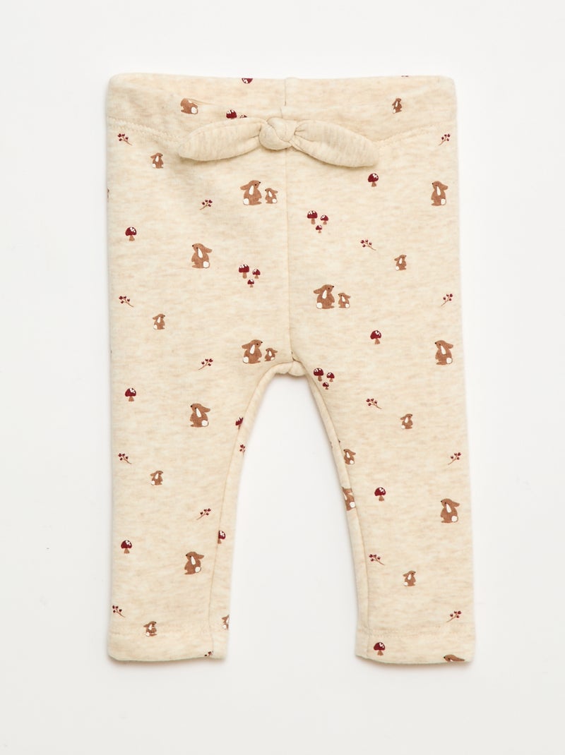 Legging fourré en molleton avec nœud Beige - Kiabi