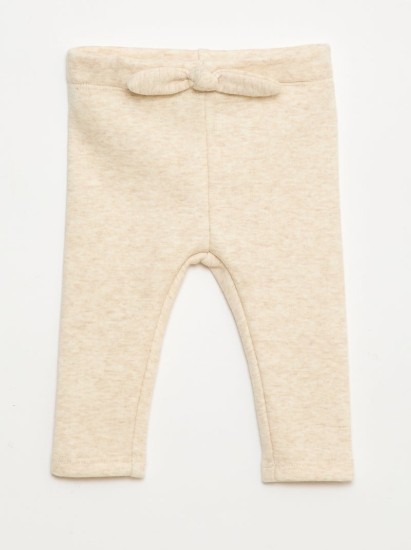 Legging fourré en molleton avec nœud Beige - Kiabi
