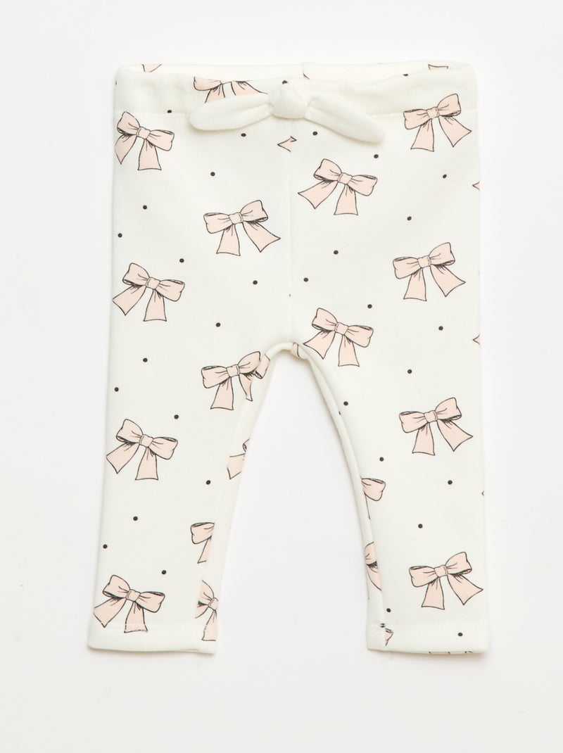 Legging fourré en molleton avec nœud Blanc - Kiabi