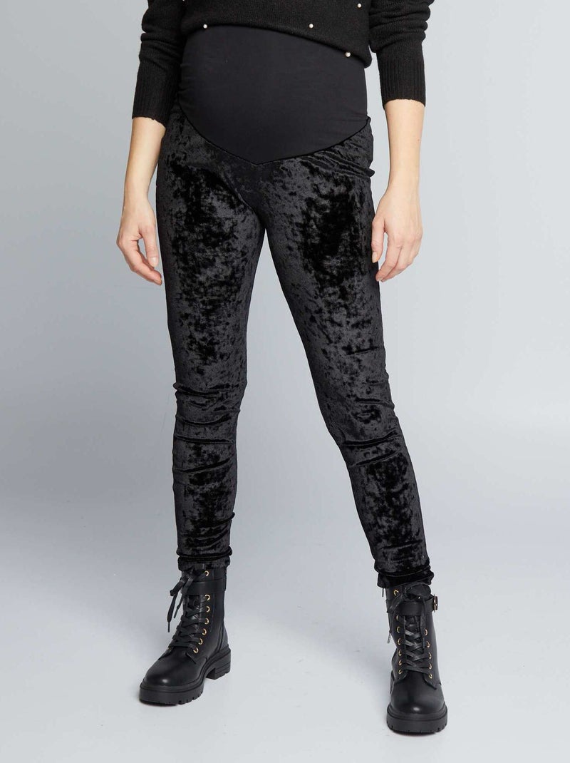 Legging grossesse en velours noir - Kiabi