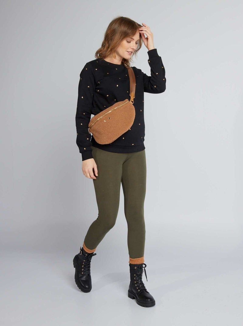 Legging grossesse long en jersey uni Kaki - Kiabi