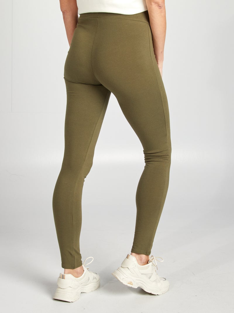 Legging grossesse long en jersey uni Kaki - Kiabi