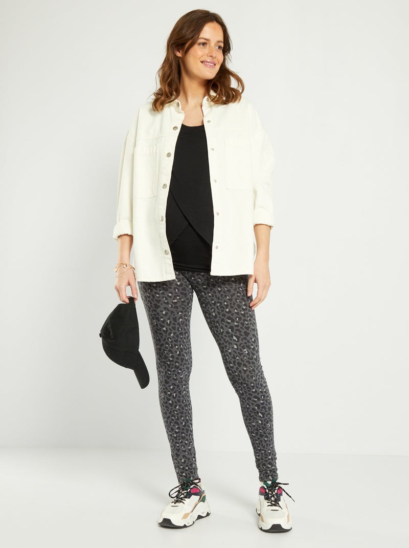 Legging grossesse motif 'léopard' Gris - Kiabi
