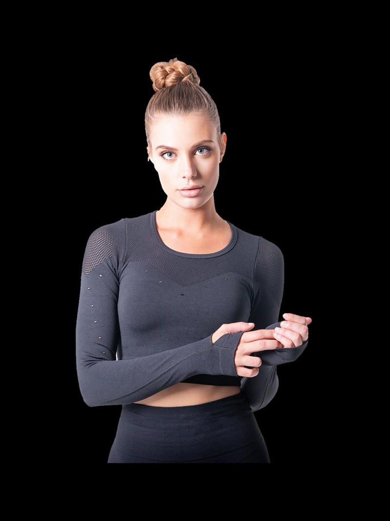 Legging + haut Femme sans coutures Fibre Emana Taille haute, Namaste Noir Noir - Kiabi