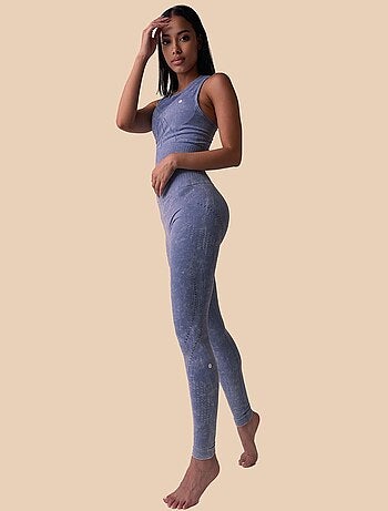 Legging + haut Femme sans coutures Fibre Emana Taille haute, Stone