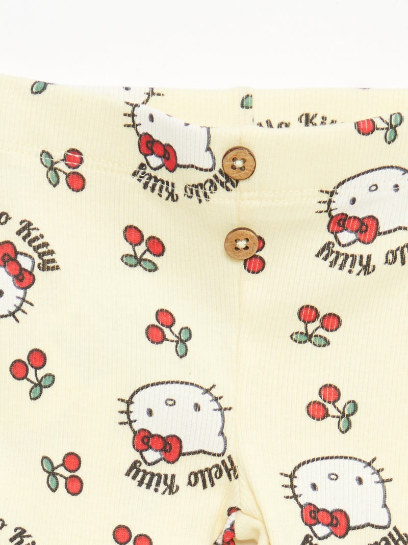 Legging 'Hello kitty' en rib coton Jaune - Kiabi