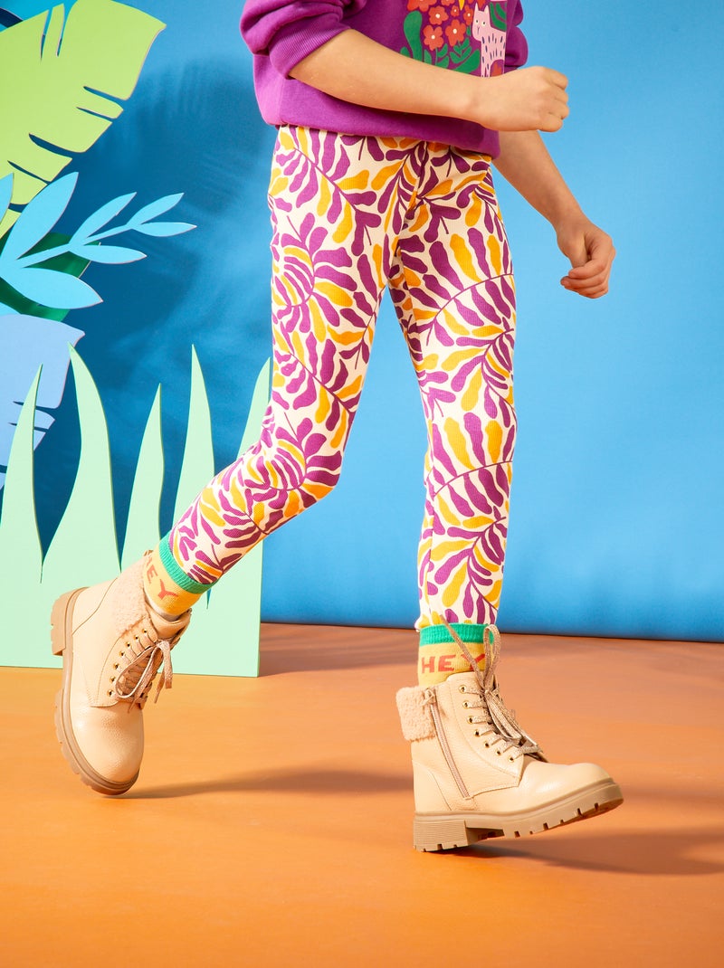 Legging imprimé - Grafik Edition Violet/jaune - Kiabi