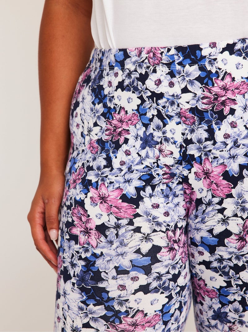 Legging imprimé ceinture élastiquée - Afibel Bleu marine - Kiabi