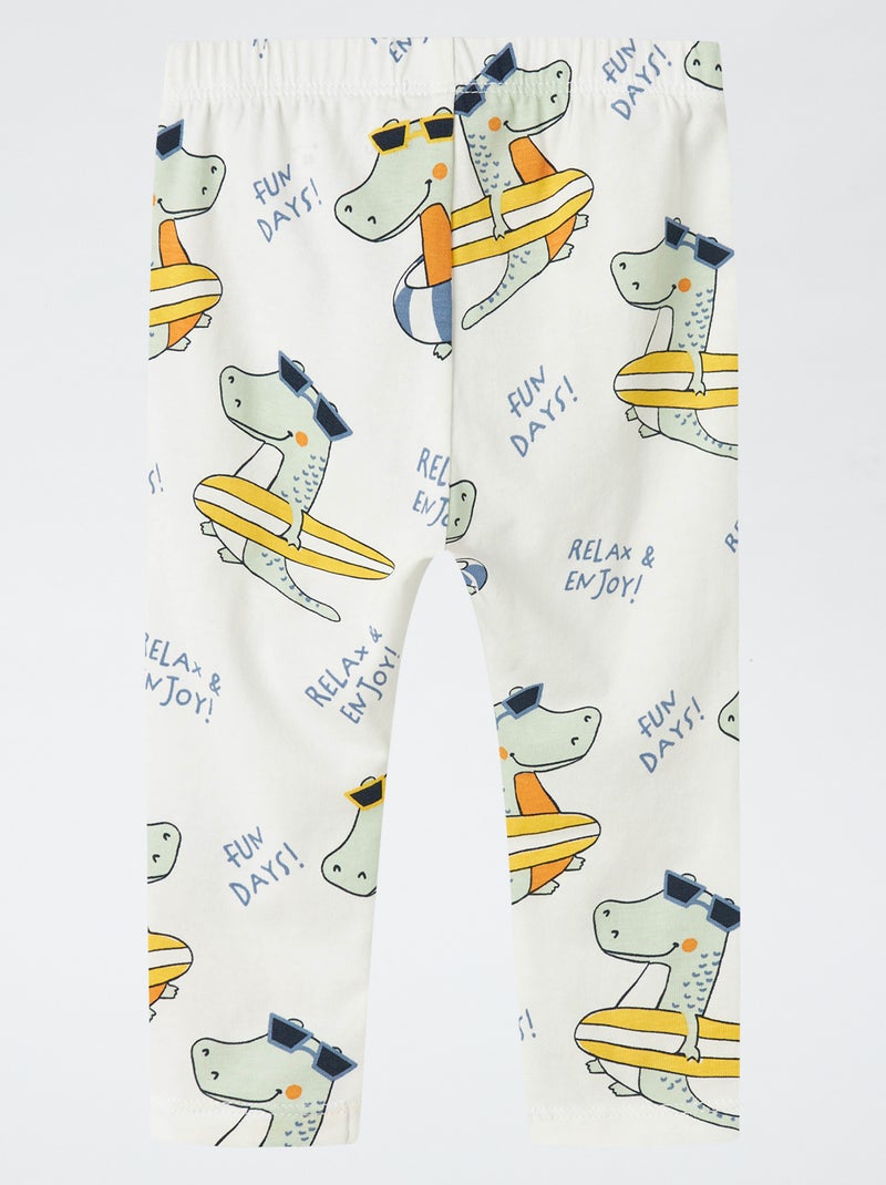 Legging imprimé 'dinosaures' 'Guppy' Blanc - Kiabi