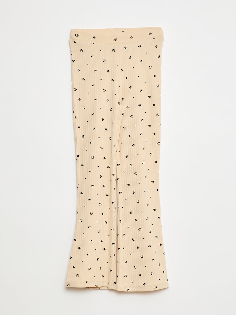 Legging imprimé en rib côtelé Beige imprimé - Kiabi