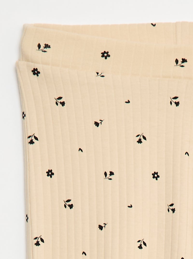 Legging imprimé en rib côtelé Beige imprimé - Kiabi