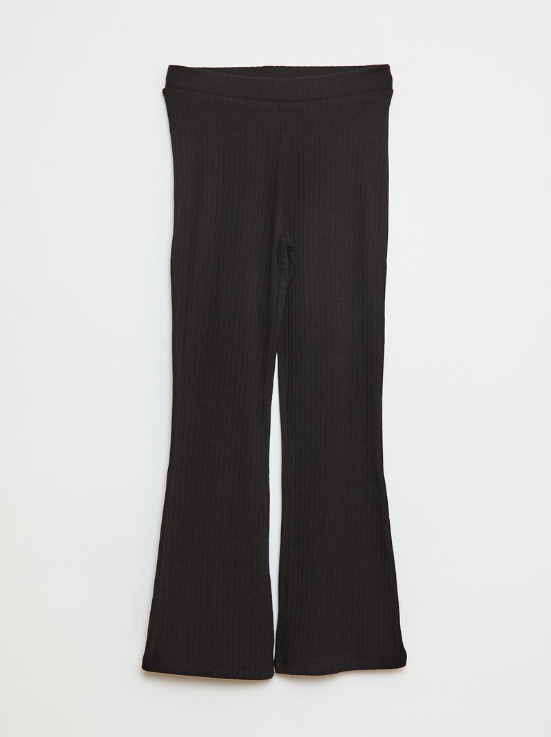Legging imprimé en rib côtelé Noir - Kiabi