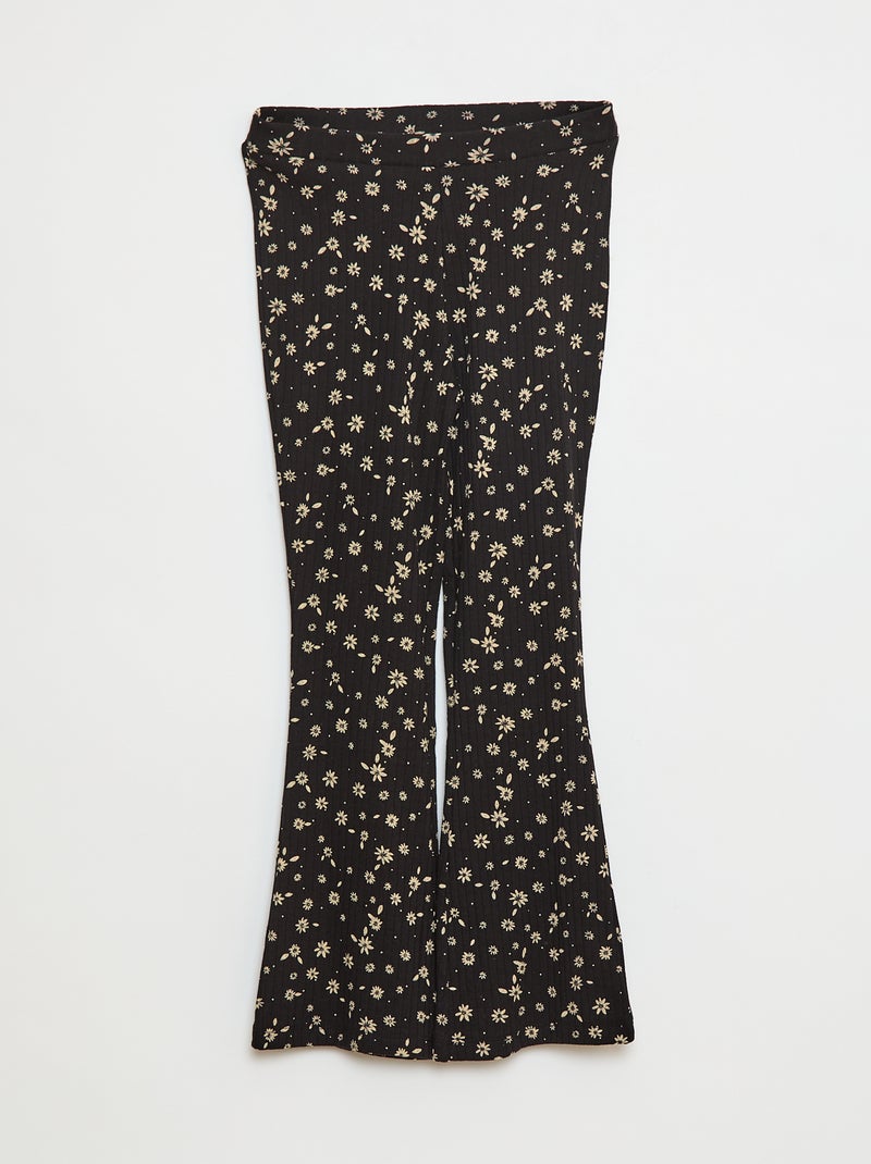 Legging imprimé en rib côtelé Noir imprimé - Kiabi