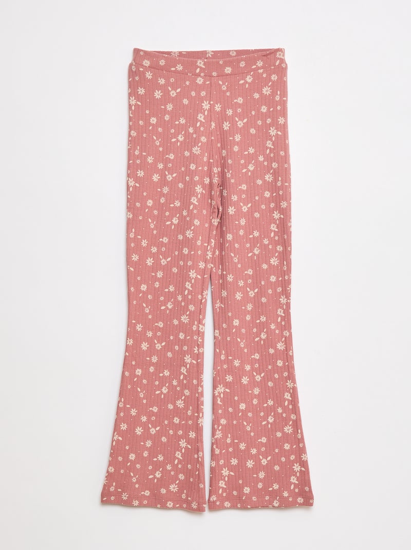 Legging imprimé en rib côtelé Rose - Kiabi