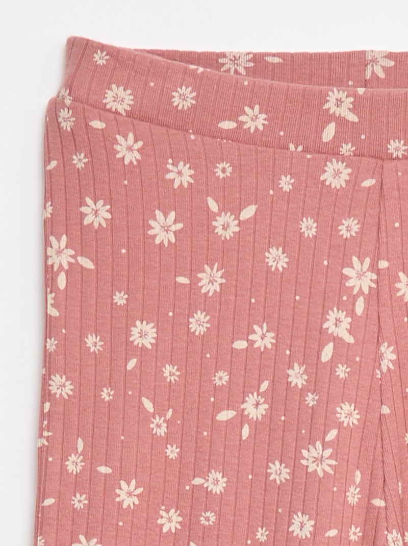 Legging imprimé en rib côtelé Rose - Kiabi