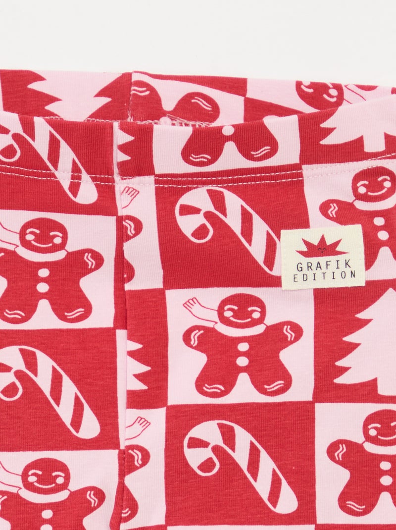 Legging imprimé Noël all-over en jersey coton Rose - Kiabi