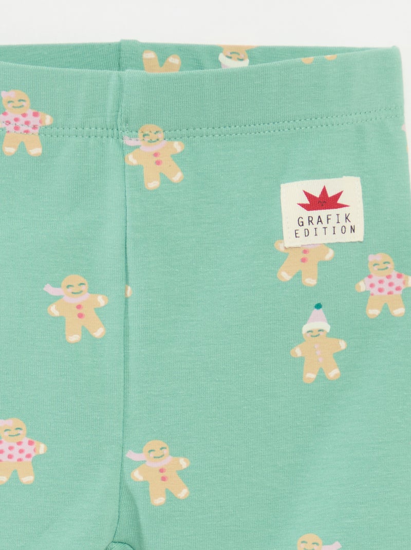 Legging imprimé Noël all-over en jersey coton Vert - Kiabi