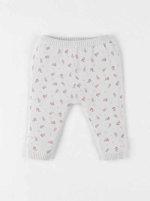 Legging imprimé végétal en tricot bio fin, beige/caramel Noukie's - Kiabi
