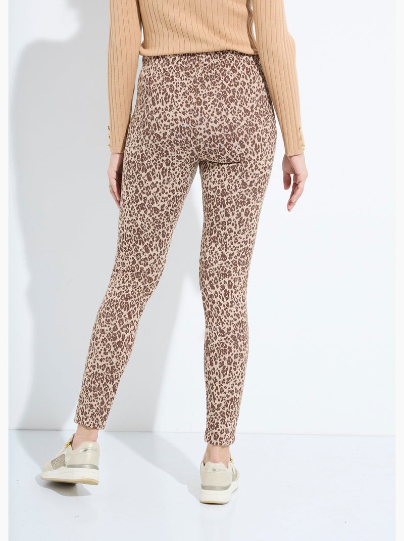 Legging jacquard peau de bête taille élastiquée - Afibel Beige - Kiabi