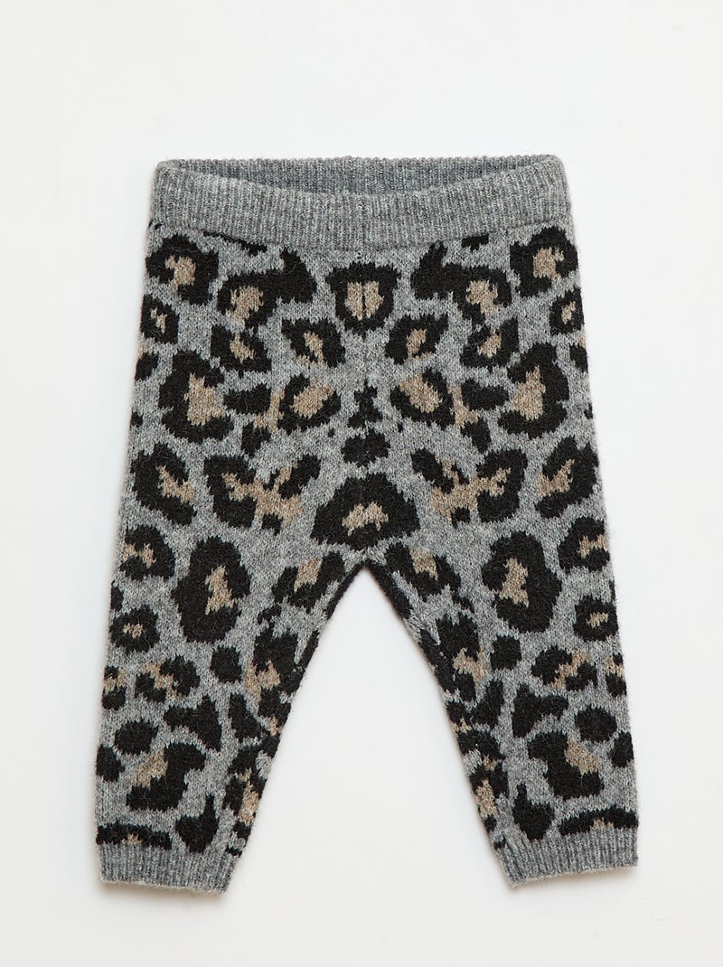 Legging léopard en tricot Gris - Kiabi