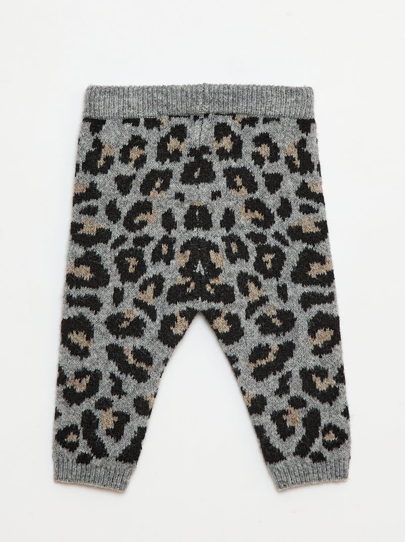 Legging léopard en tricot Gris - Kiabi