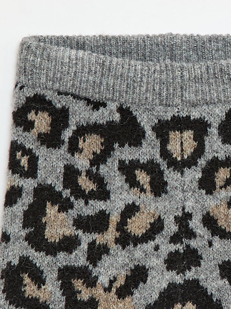 Legging léopard en tricot Gris - Kiabi
