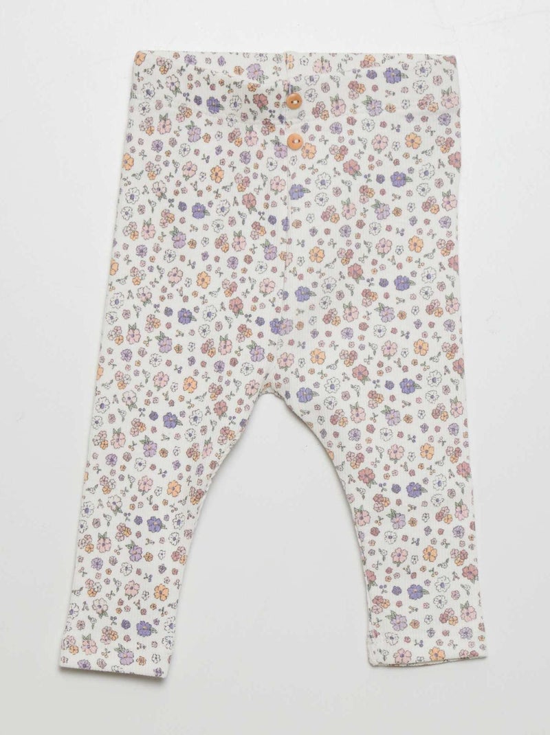Legging long à motif Blanc/rose - Kiabi