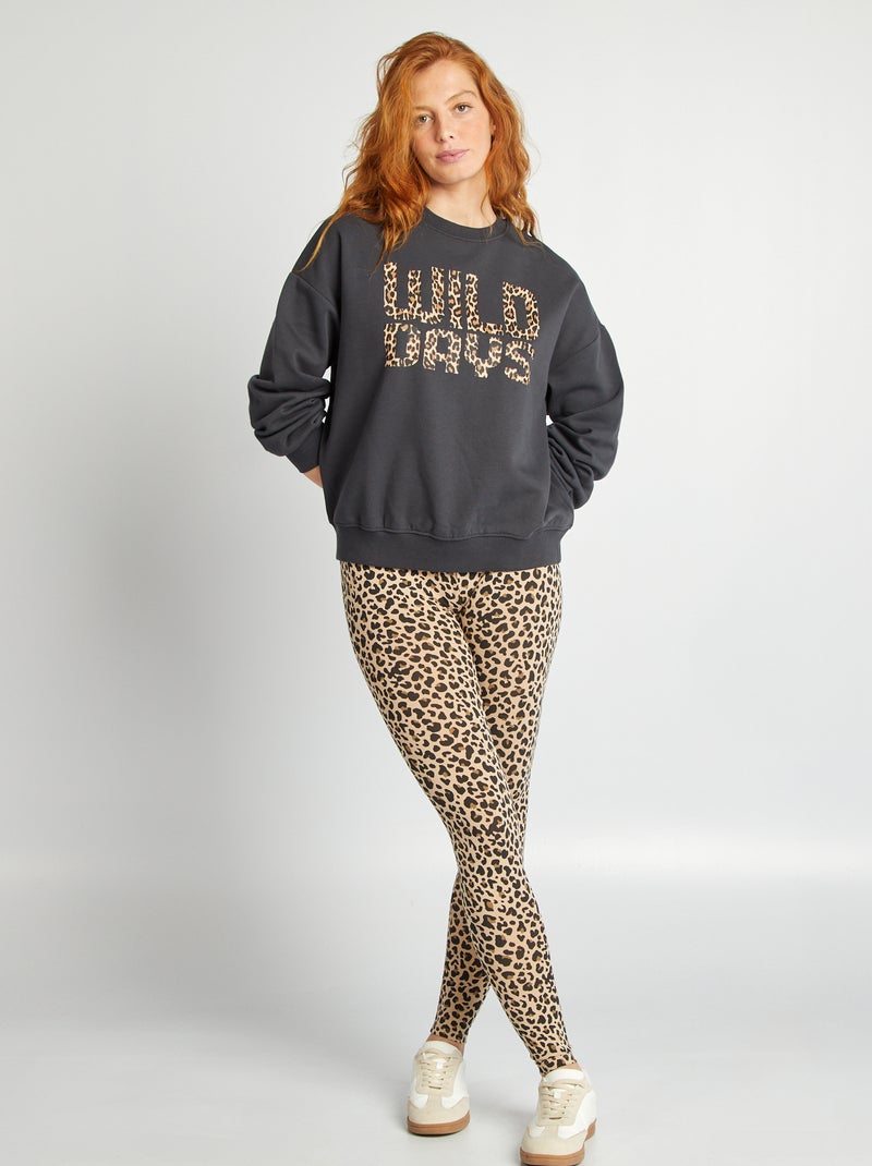 Legging long avec motif léopard Beige - Kiabi