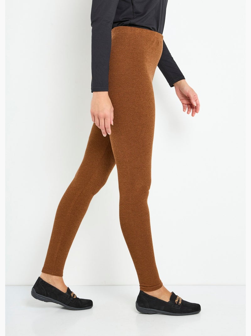 Legging long ceinture élastiqué maille chaude - Afibel Ecru - Kiabi