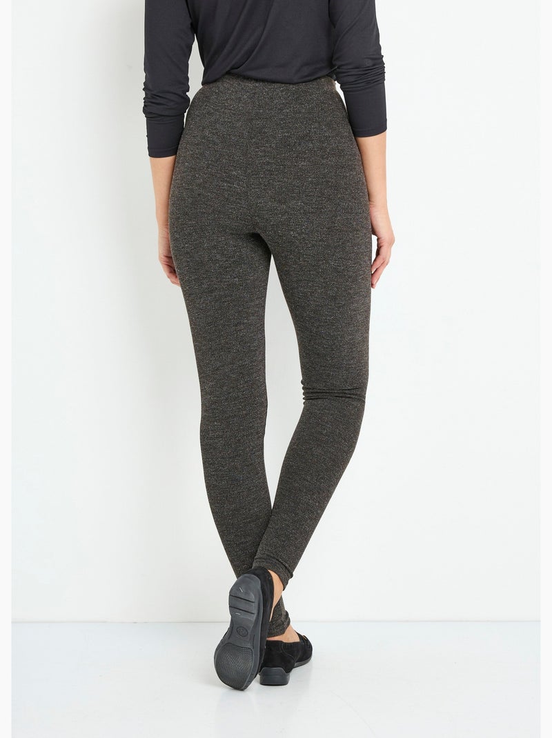 Legging long ceinture élastiqué maille chaude - Afibel Gris chiné - Kiabi