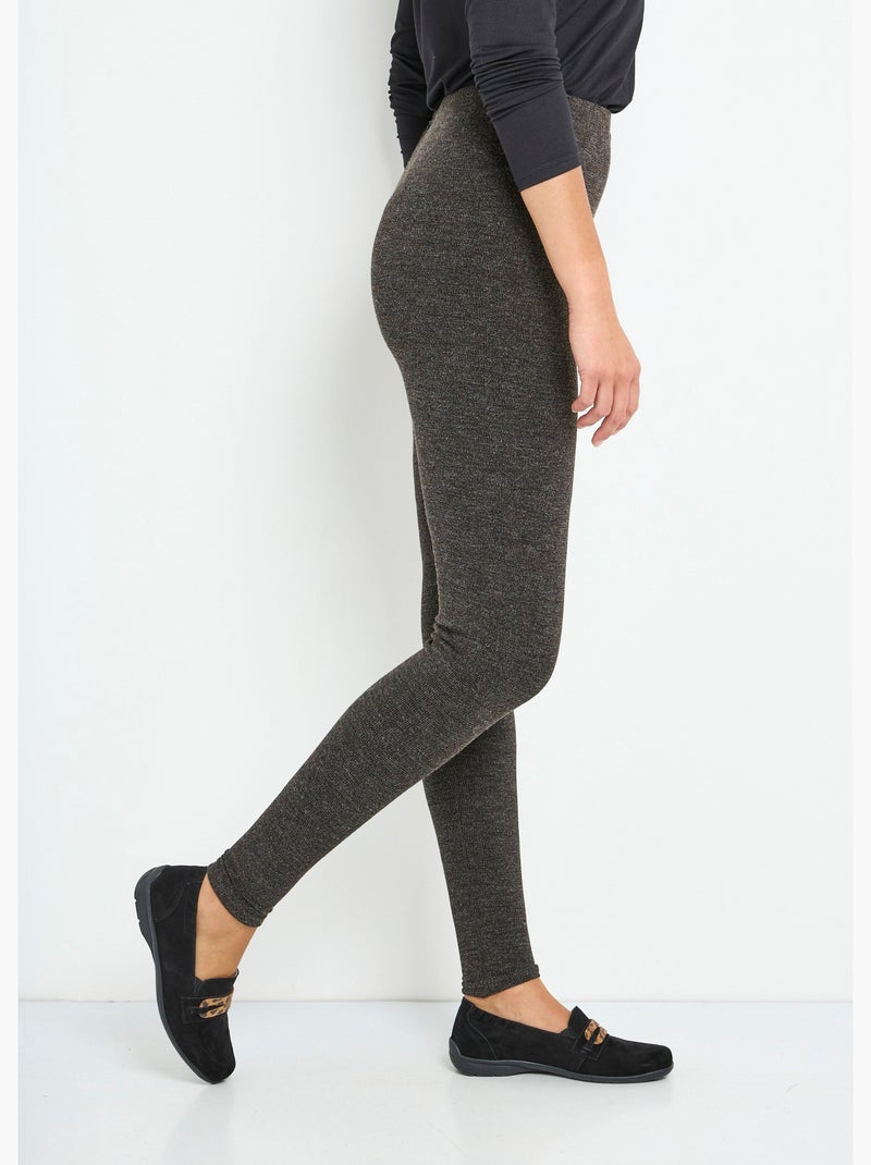 Legging long ceinture élastiqué maille chaude - Afibel Gris chiné - Kiabi