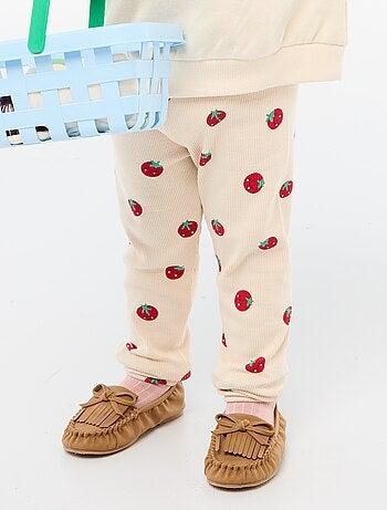 Legging long côtelé à motif