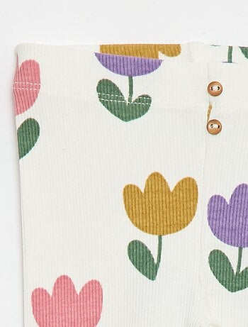 Legging long côtelé à motif