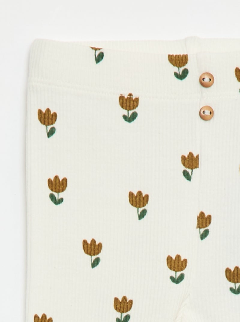 Legging long côtelé à motif Blanc - Kiabi