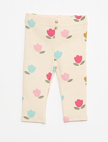 Legging long côtelé à motif