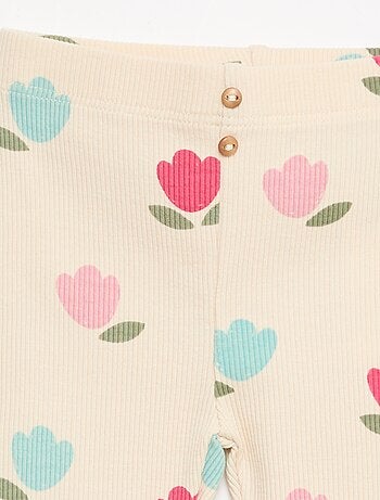 Legging long côtelé à motif