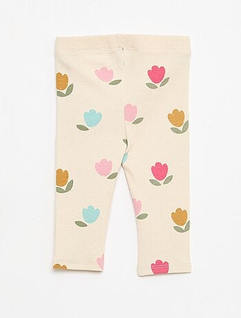 Legging long côtelé à motif