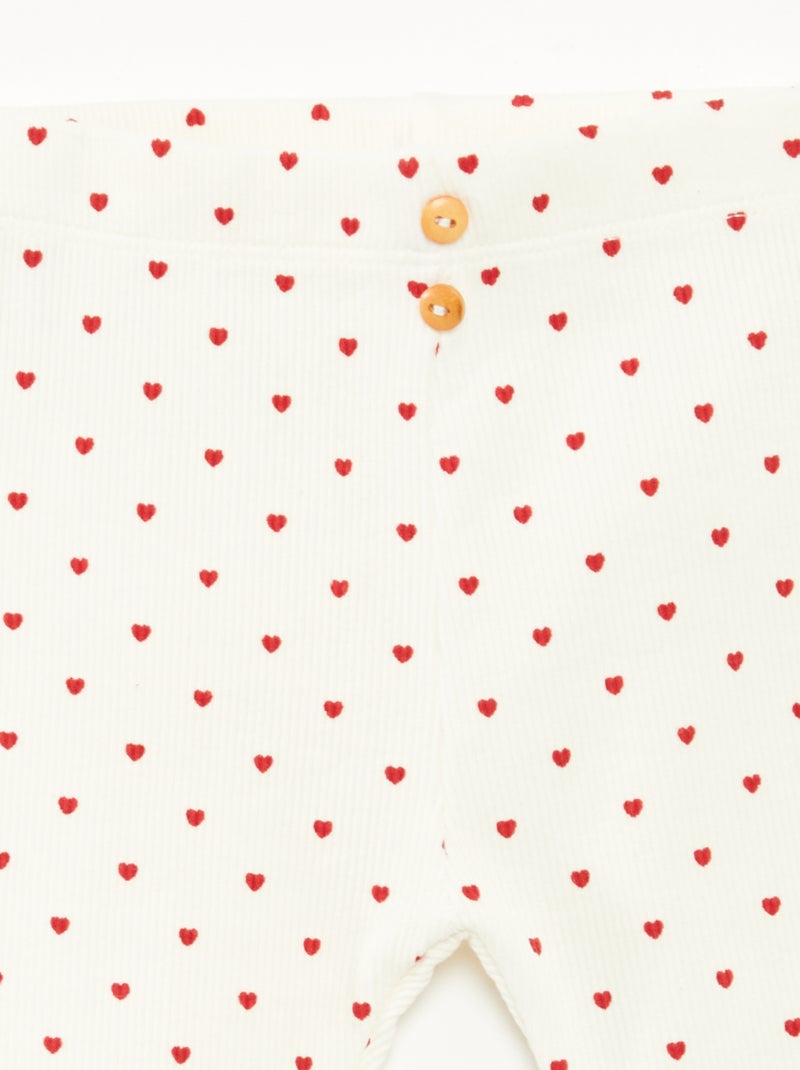 Legging long côtelé à motif Blanc - Kiabi