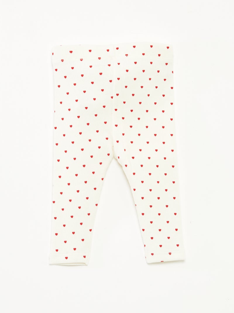 Legging long côtelé à motif Blanc - Kiabi