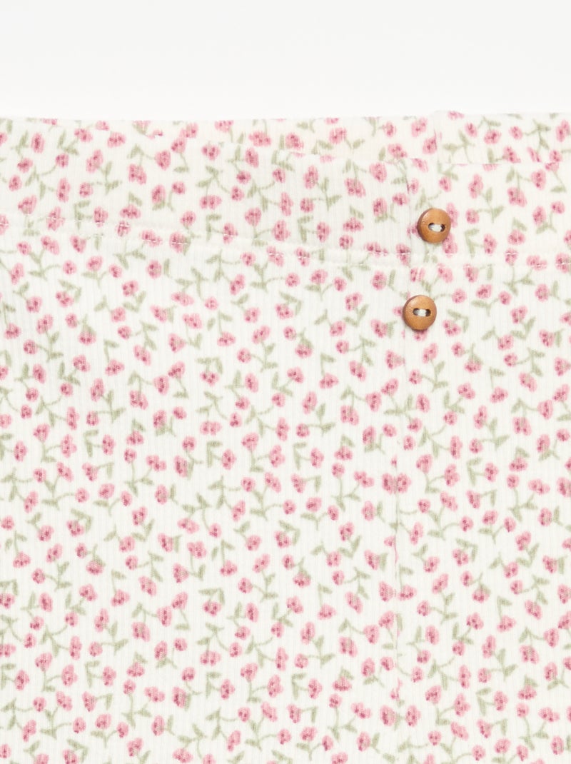Legging long côtelé à motif Blanc - Kiabi
