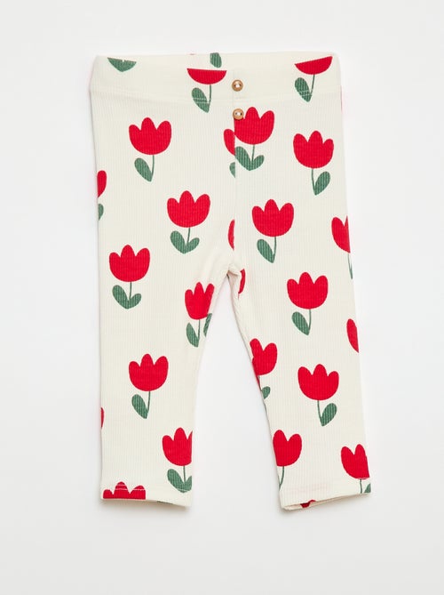 Legging long côtelé à motif - Kiabi