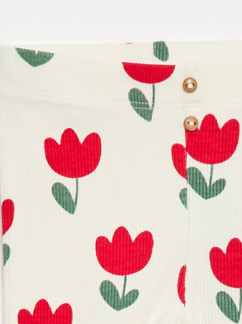 Legging long côtelé à motif Blanc - Kiabi